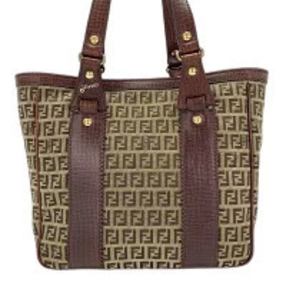 Fendi Zucchino Tote Bag Canvas Brown